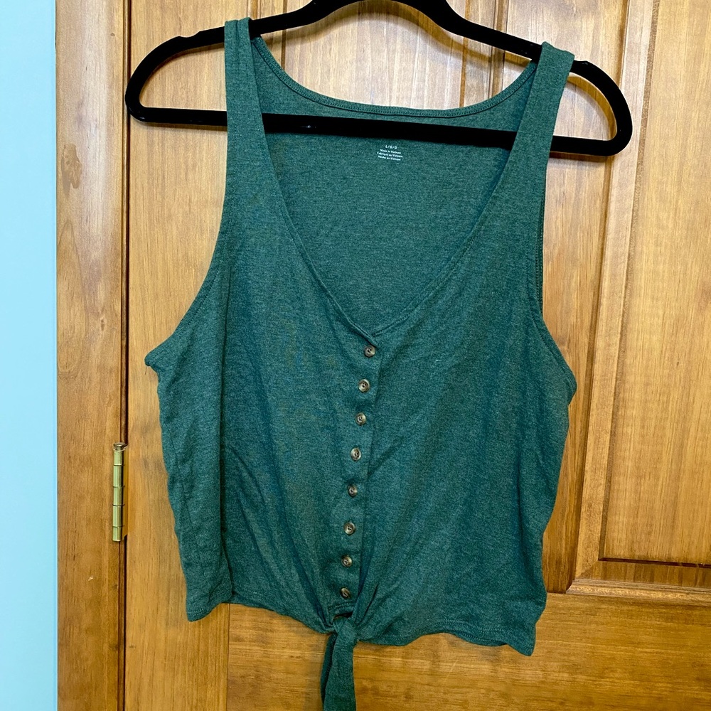 American Eagle button up tank top with tie